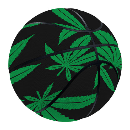 Green And Black Cannabis Leaf Print Basketball
