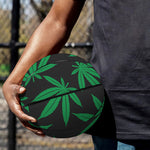 Green And Black Cannabis Leaf Print Basketball