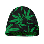 Green And Black Cannabis Leaf Print Beanie