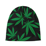 Green And Black Cannabis Leaf Print Beanie
