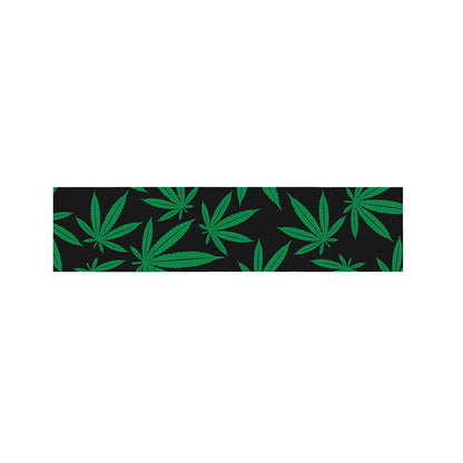 Green And Black Cannabis Leaf Print Bed Runner