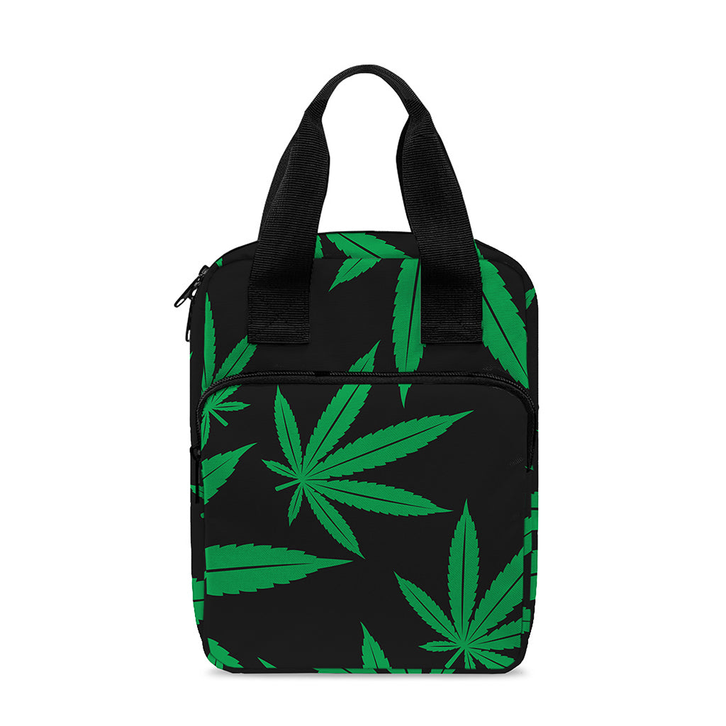 Green And Black Cannabis Leaf Print Bible Tote Bag