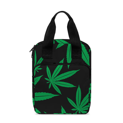 Green And Black Cannabis Leaf Print Bible Tote Bag