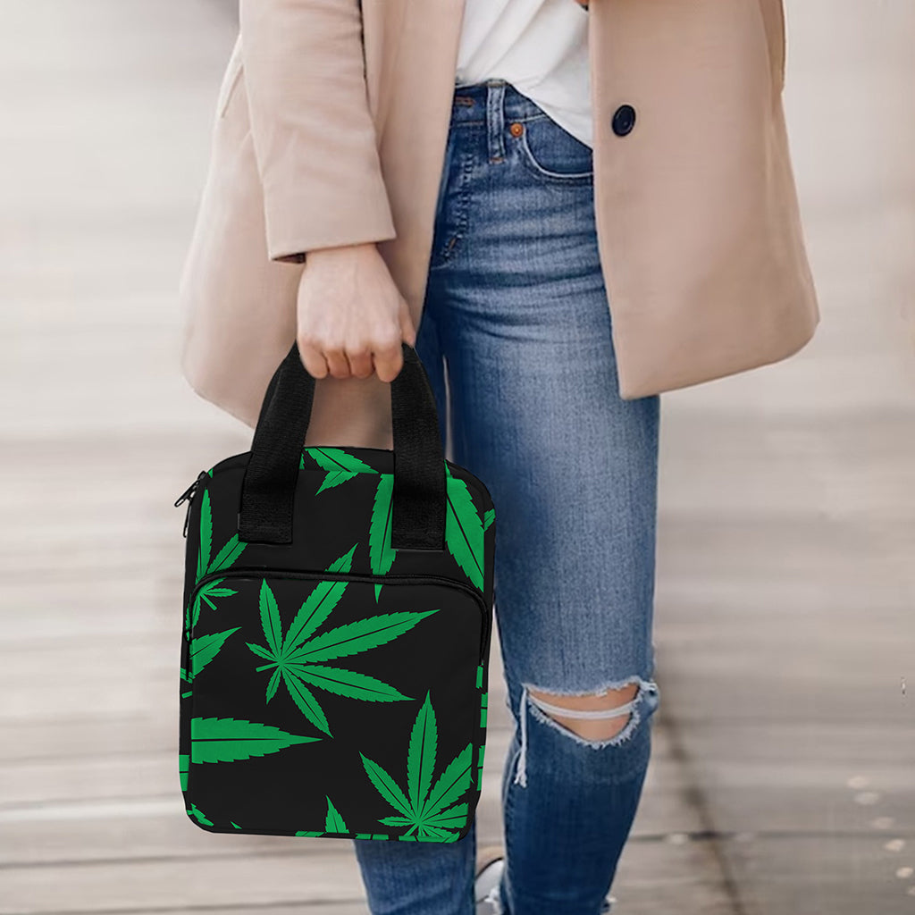 Green And Black Cannabis Leaf Print Bible Tote Bag