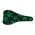 Green And Black Cannabis Leaf Print Bicycle Seat Cover