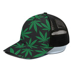 Green And Black Cannabis Leaf Print Black Mesh Trucker Cap