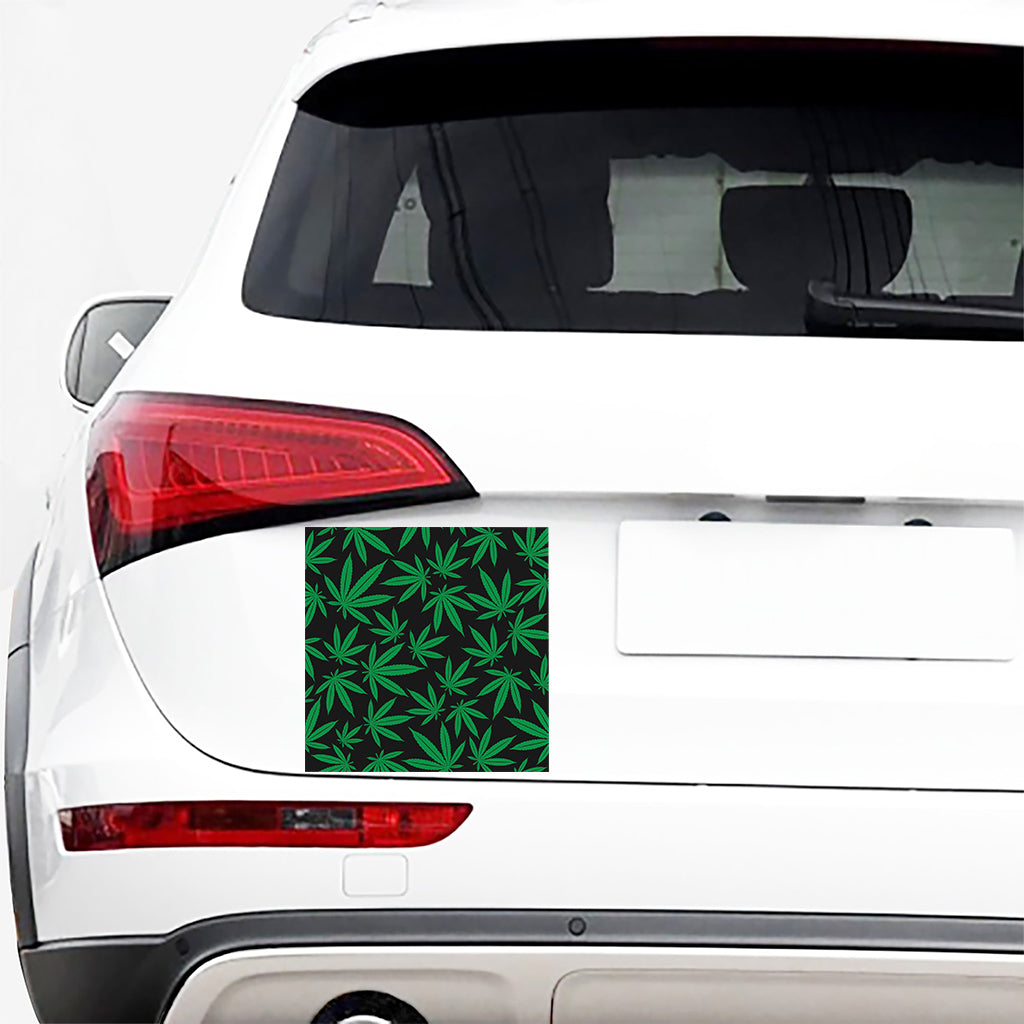 Green And Black Cannabis Leaf Print Car Sticker