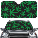 Green And Black Cannabis Leaf Print Car Windshield Sun Shade