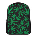 Green And Black Cannabis Leaf Print Casual Backpack