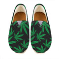 Green And Black Cannabis Leaf Print Casual Shoes