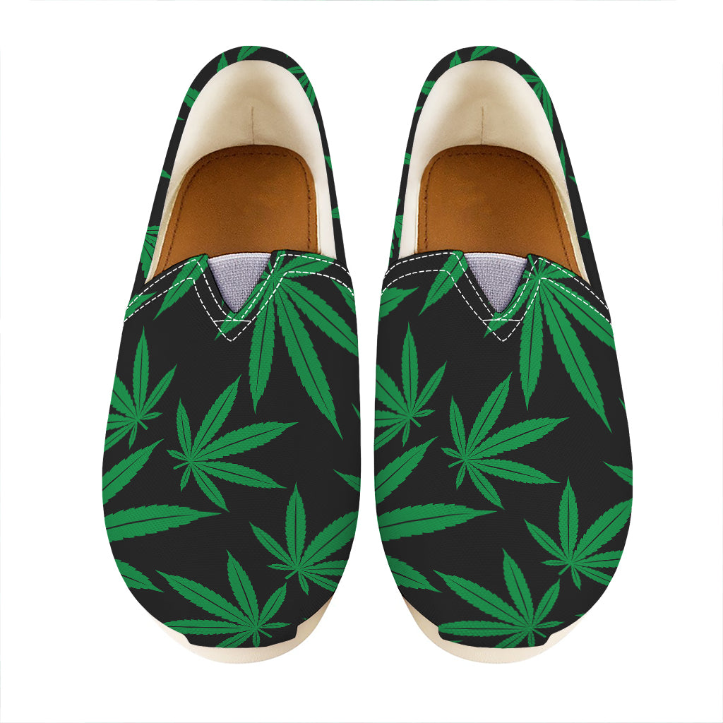 Green And Black Cannabis Leaf Print Casual Shoes