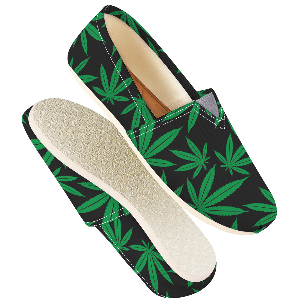 Green And Black Cannabis Leaf Print Casual Shoes