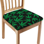Green And Black Cannabis Leaf Print Chair Cushion Cover