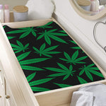 Green And Black Cannabis Leaf Print Changing Pad Cover
