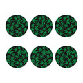 Green And Black Cannabis Leaf Print Coaster Set