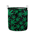 Green And Black Cannabis Leaf Print Collapsible Laundry Basket