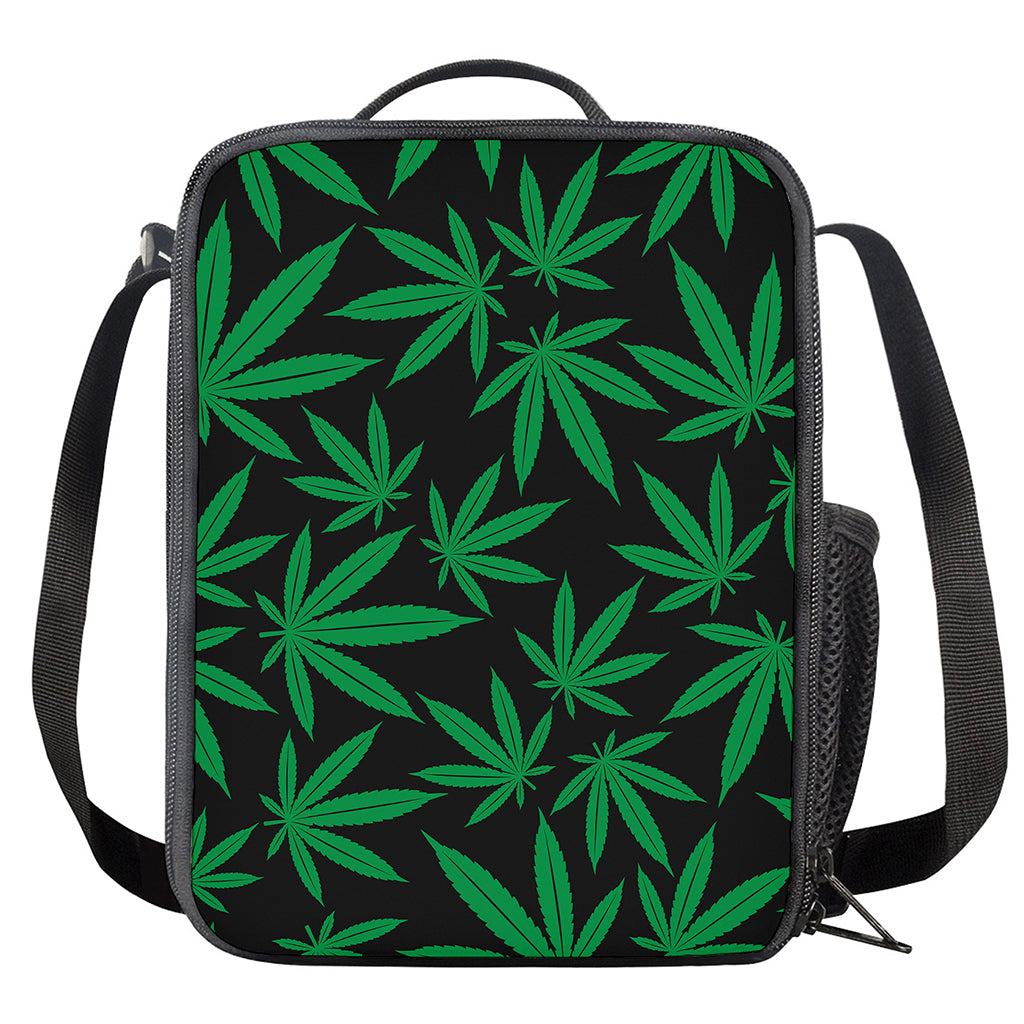 Green And Black Cannabis Leaf Print Crossbody Lunch Bag