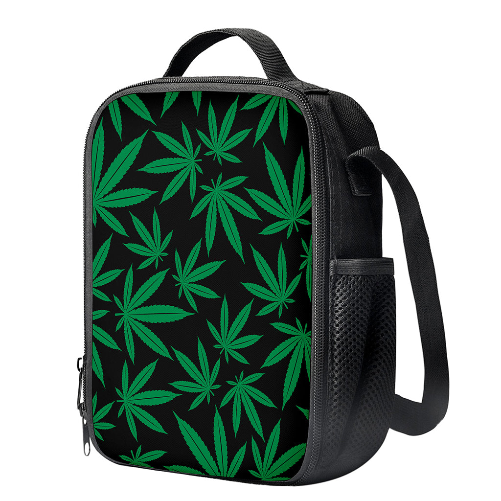 Green And Black Cannabis Leaf Print Crossbody Lunch Bag