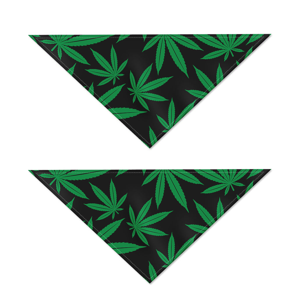 Green And Black Cannabis Leaf Print Dog Bandana