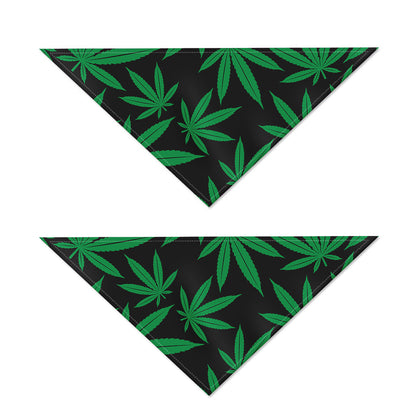 Green And Black Cannabis Leaf Print Dog Bandana