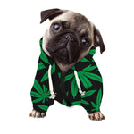 Green And Black Cannabis Leaf Print Dog Zip Up Hoodie