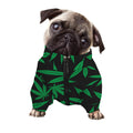 Green And Black Cannabis Leaf Print Dog Zip Up Jacket