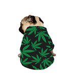 Green And Black Cannabis Leaf Print Dog Zip Up Jacket