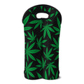 Green And Black Cannabis Leaf Print Double Neoprene Wine Tote
