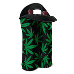 Green And Black Cannabis Leaf Print Double Neoprene Wine Tote