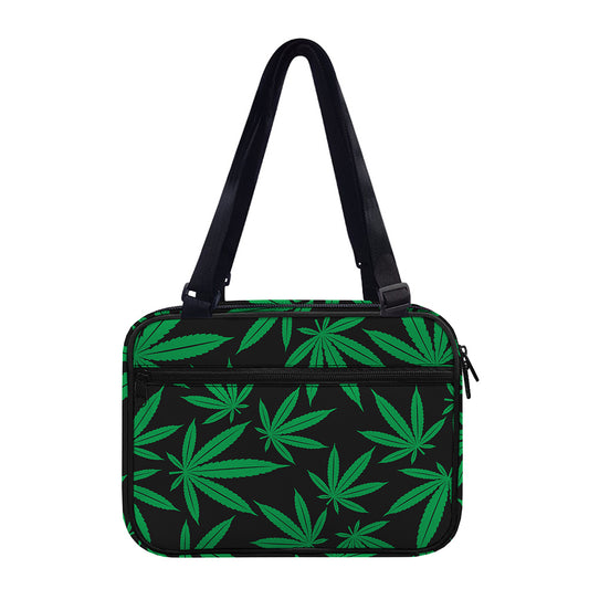 Green And Black Cannabis Leaf Print Double Strap Bible Bag