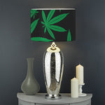 Green And Black Cannabis Leaf Print Drum Lamp Shade