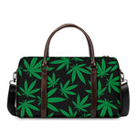Green And Black Cannabis Leaf Print Duffle Bag