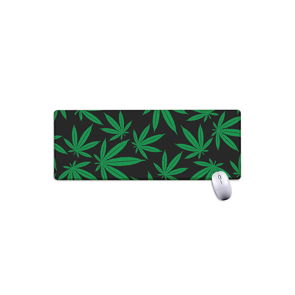 Green And Black Cannabis Leaf Print Extended Mouse Pad