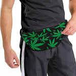 Green And Black Cannabis Leaf Print Fanny Pack