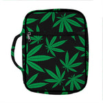 Green And Black Cannabis Leaf Print Front Pocket Bible Bag