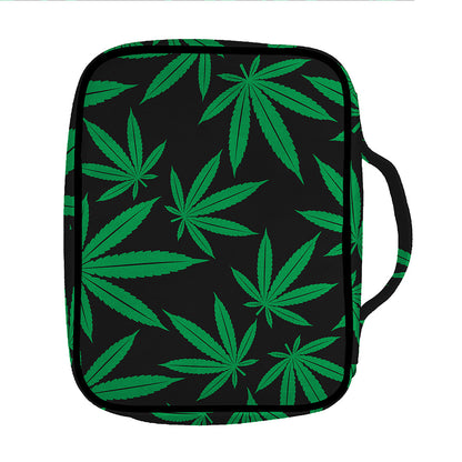 Green And Black Cannabis Leaf Print Front Pocket Bible Bag