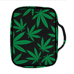 Green And Black Cannabis Leaf Print Front Pocket Bible Bag