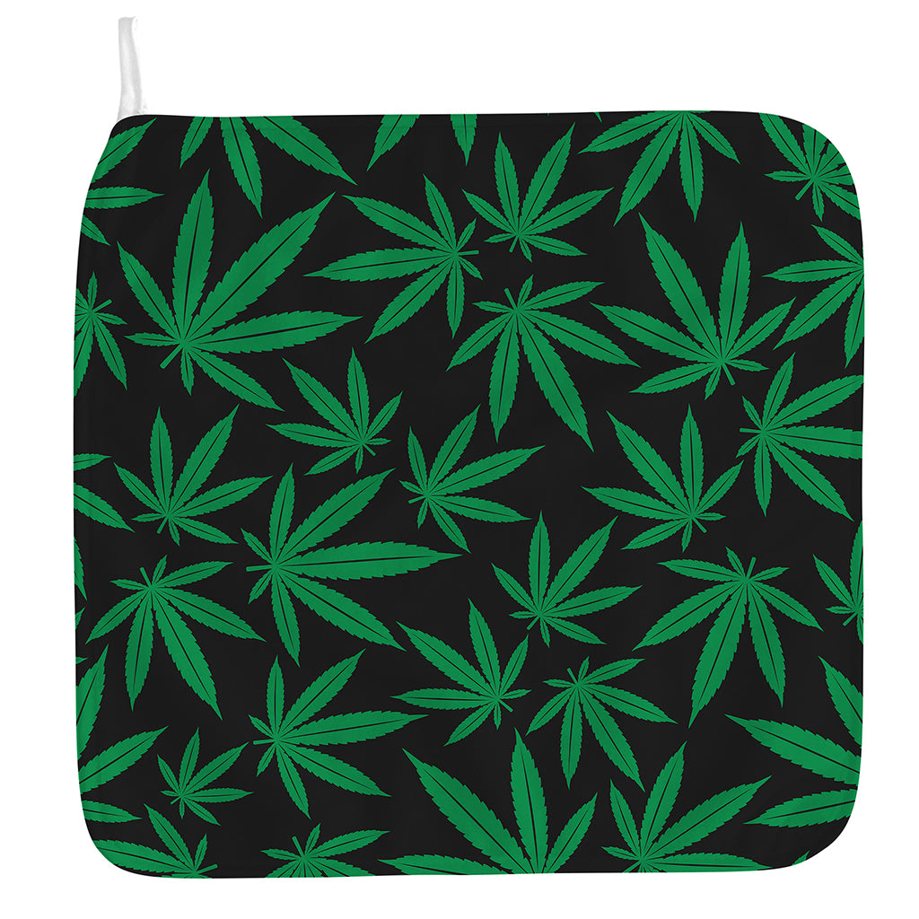 Green And Black Cannabis Leaf Print Hand Towel