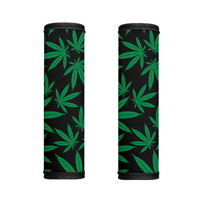Green And Black Cannabis Leaf Print Handle Covers