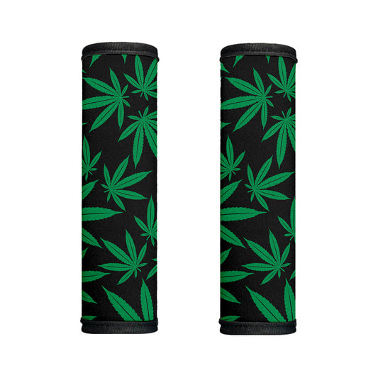 Green And Black Cannabis Leaf Print Handle Covers
