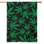 Green And Black Cannabis Leaf Print House Flag