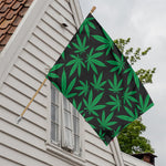 Green And Black Cannabis Leaf Print House Flag