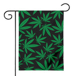 Green And Black Cannabis Leaf Print House Flag