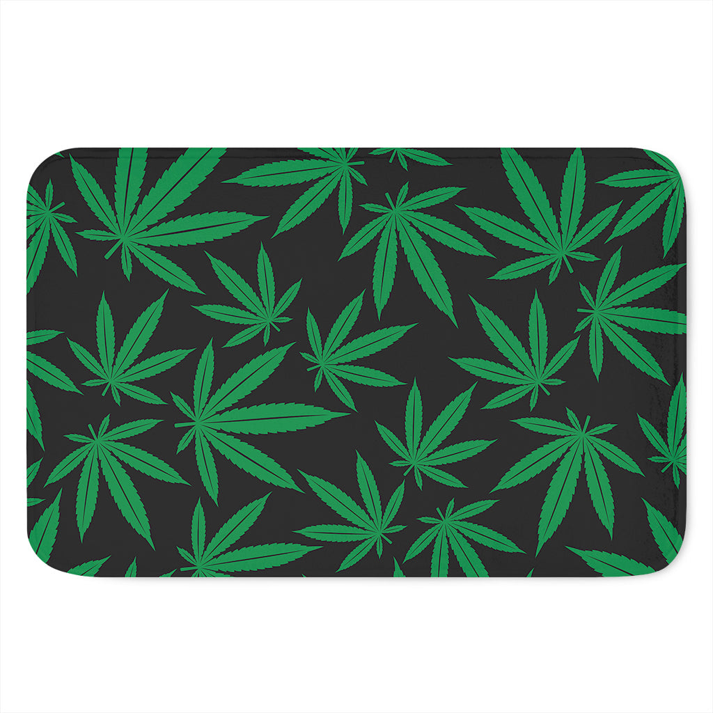 Green And Black Cannabis Leaf Print Indoor Door Mat