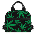 Green And Black Cannabis Leaf Print Insulated Lunch Bag