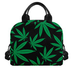 Green And Black Cannabis Leaf Print Insulated Lunch Bag