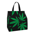 Green And Black Cannabis Leaf Print Insulated Lunch Tote