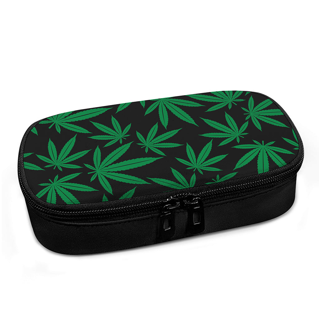 Green And Black Cannabis Leaf Print Insulin Cooler Travel Case