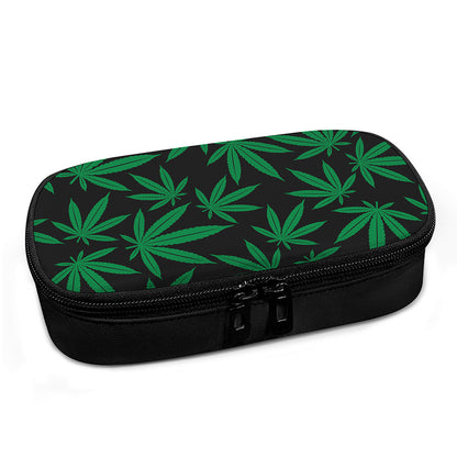 Green And Black Cannabis Leaf Print Insulin Cooler Travel Case