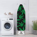 Green And Black Cannabis Leaf Print Ironing Board Cover
